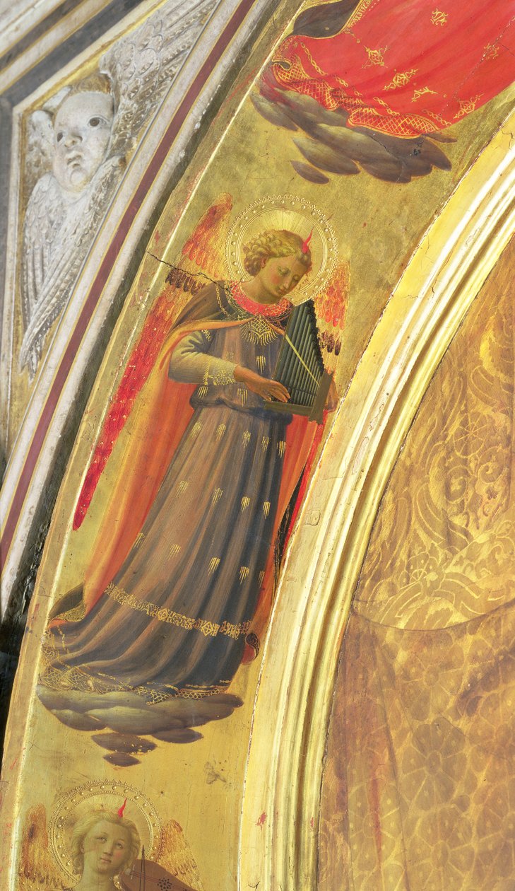 تفاصيل من جانب Linaivoli Triptych تظهر ملاكًا يحمل عضوًا نقديًا ، 1433 (درجة حرارة على اللوحة) بواسطة فرا انجيليكو