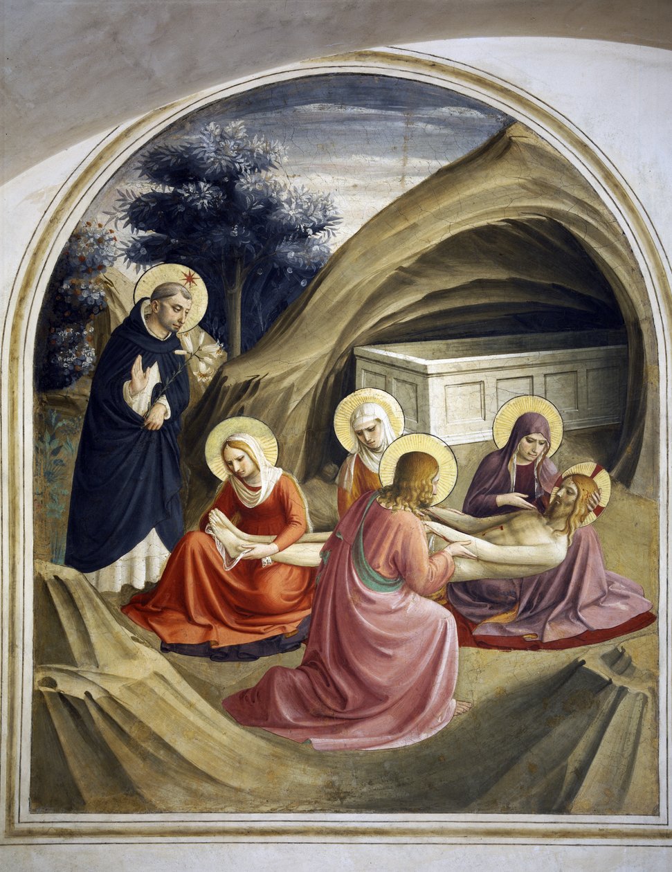 الرثاء على جسد المسيح ، مع القديس دومينيك 1442 بواسطة فرا انجيليكو