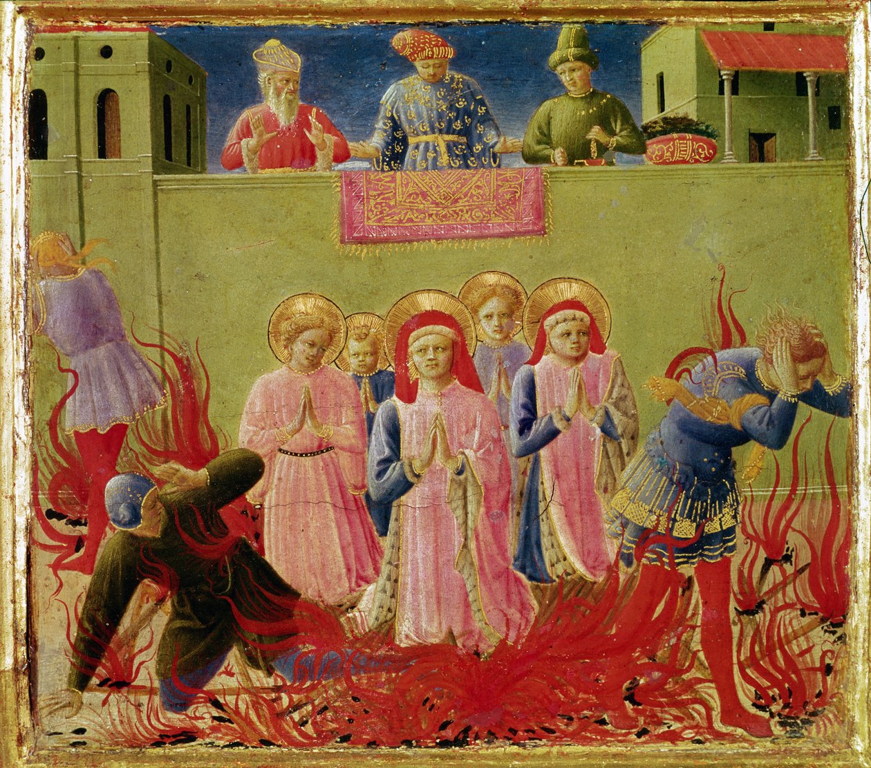 SS. كوزماس وداميان مدانان للحرق على المحك ، بريديلا من أنالينا Altarpiece ، 1434 (درجة الحرارة على اللوحة) بواسطة فرا انجيليكو