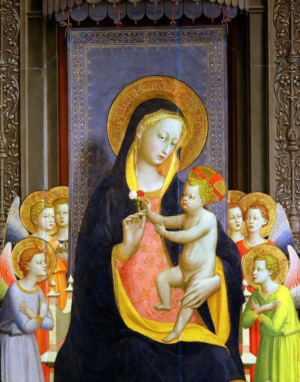 San Domenico Altarpiece ، c.1422 تمبرا وأوراق الذهب على تفاصيل لوحة 43192 بواسطة فرا انجيليكو