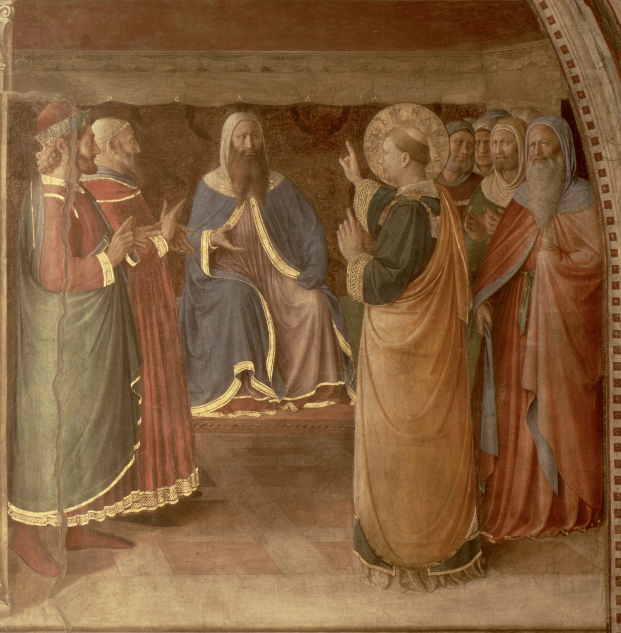 الوعظ القديس Stephen و St.Stephen يخاطب المجلس التفاصيل الجدارية 29037 بواسطة فرا انجيليكو
