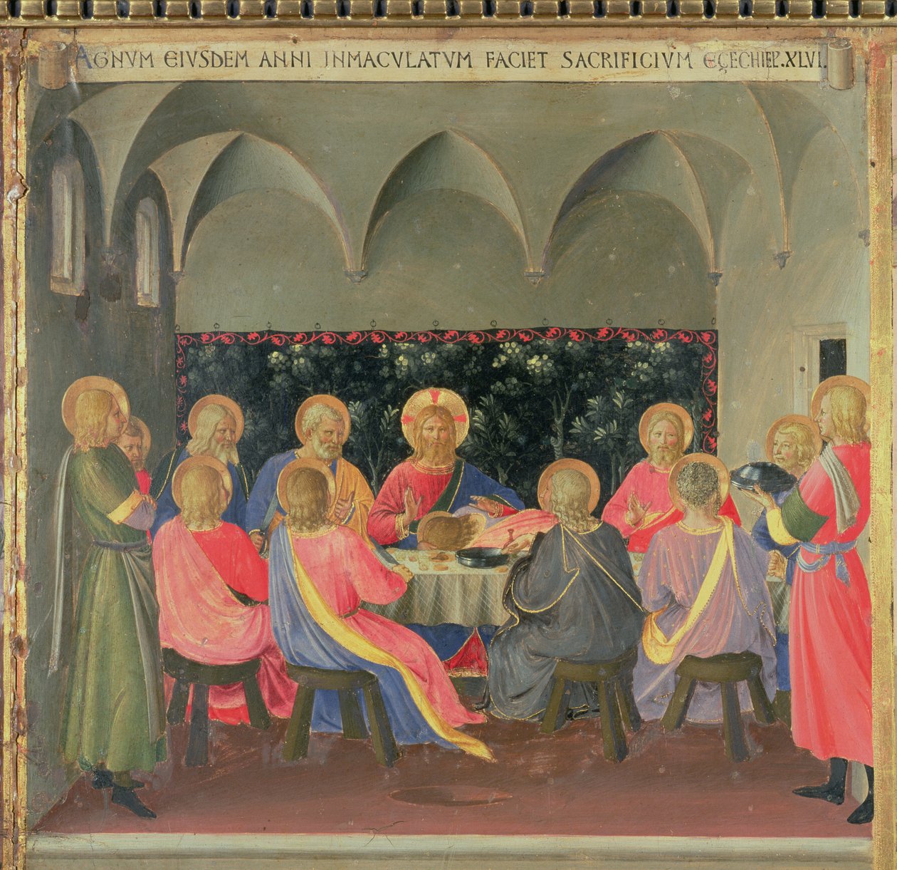 العشاء الأخير ، التفاصيل من اللوحة الثالثة للخزينة الفضية في سانتيسيما أنونزياتا ، c.1450-53 (درجة الحرارة على اللوحة) بواسطة فرا انجيليكو