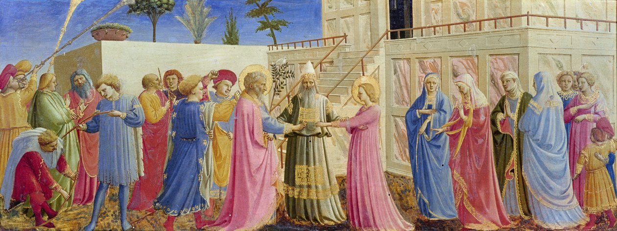زواج العذراء ، ج 1435 (درجة الحرارة على اللوحة) بواسطة فرا انجيليكو