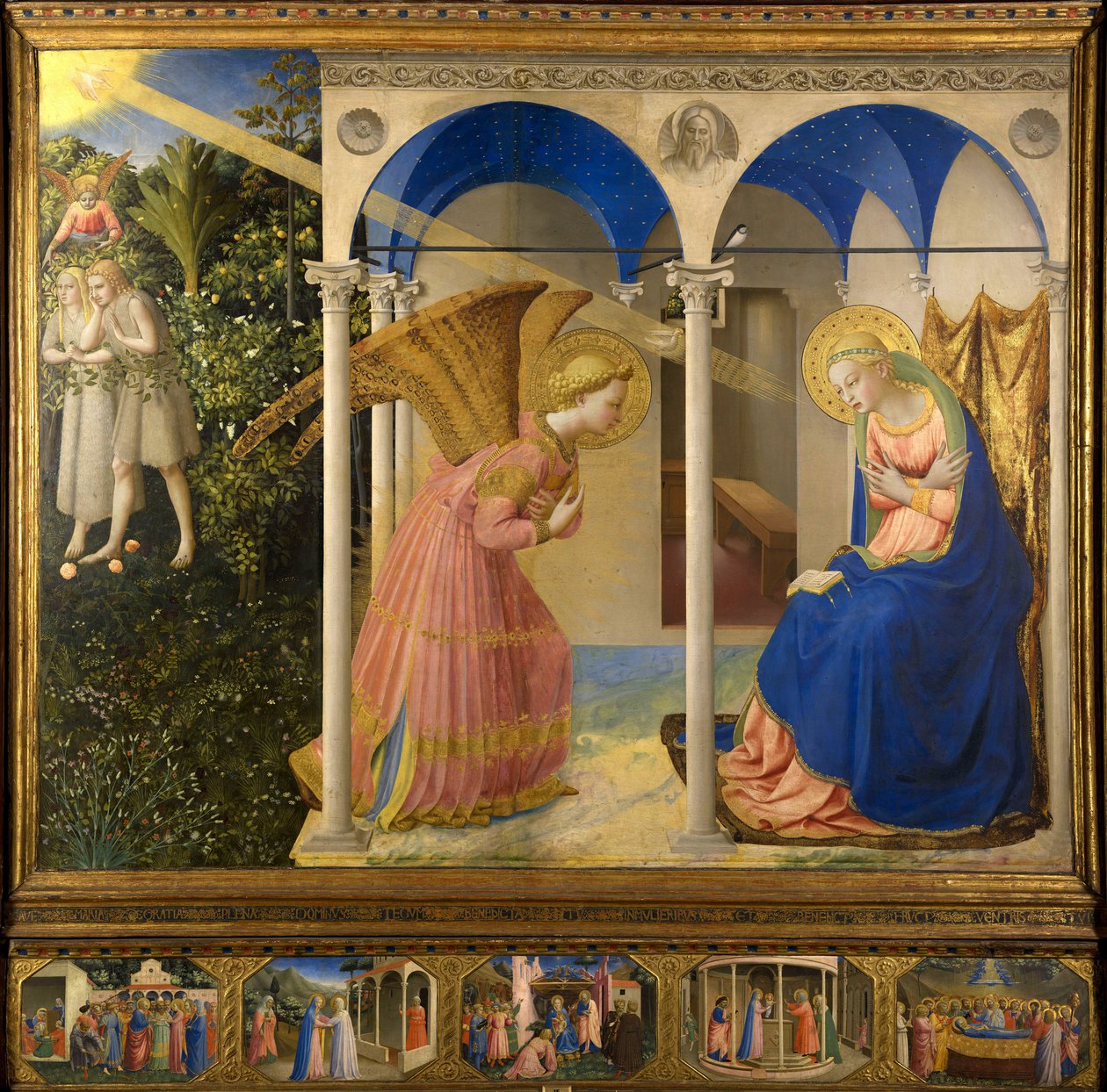 Angelico ، Fra Giovanni ، da Fiesole (حوالي 1400-1455) تمبرا البشارة على لوحة عصر النهضة 1430-1432 إيطاليا ، مدرسة فلورنتين Museo del Prado ، مدريد 154x194 لوحة بواسطة فرا أنجيليكو