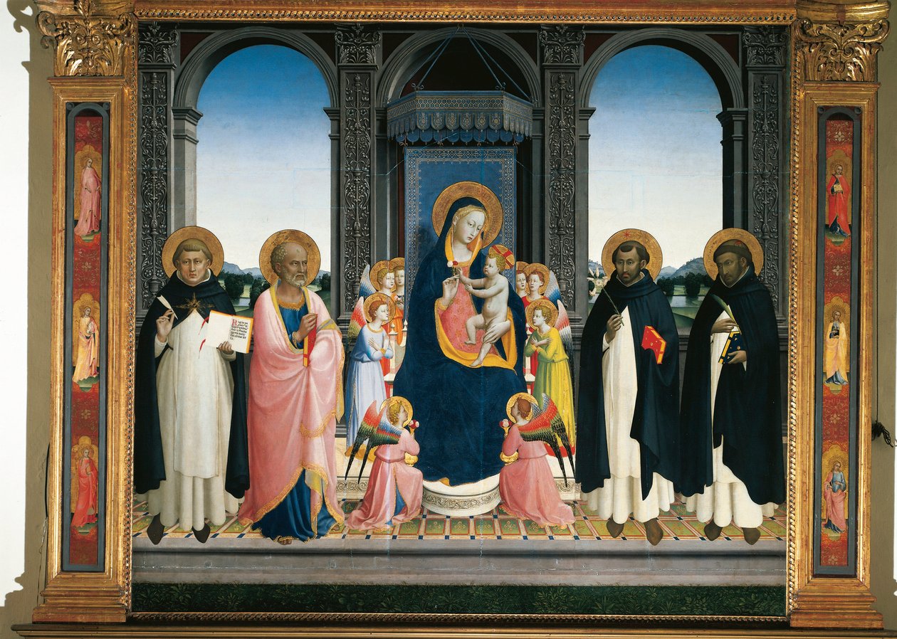 مذبح Fiesole: العذراء والطفل مع الملائكة وأربعة قديسين (الرسم على الخشب بواسطة فرا أنجيليكو