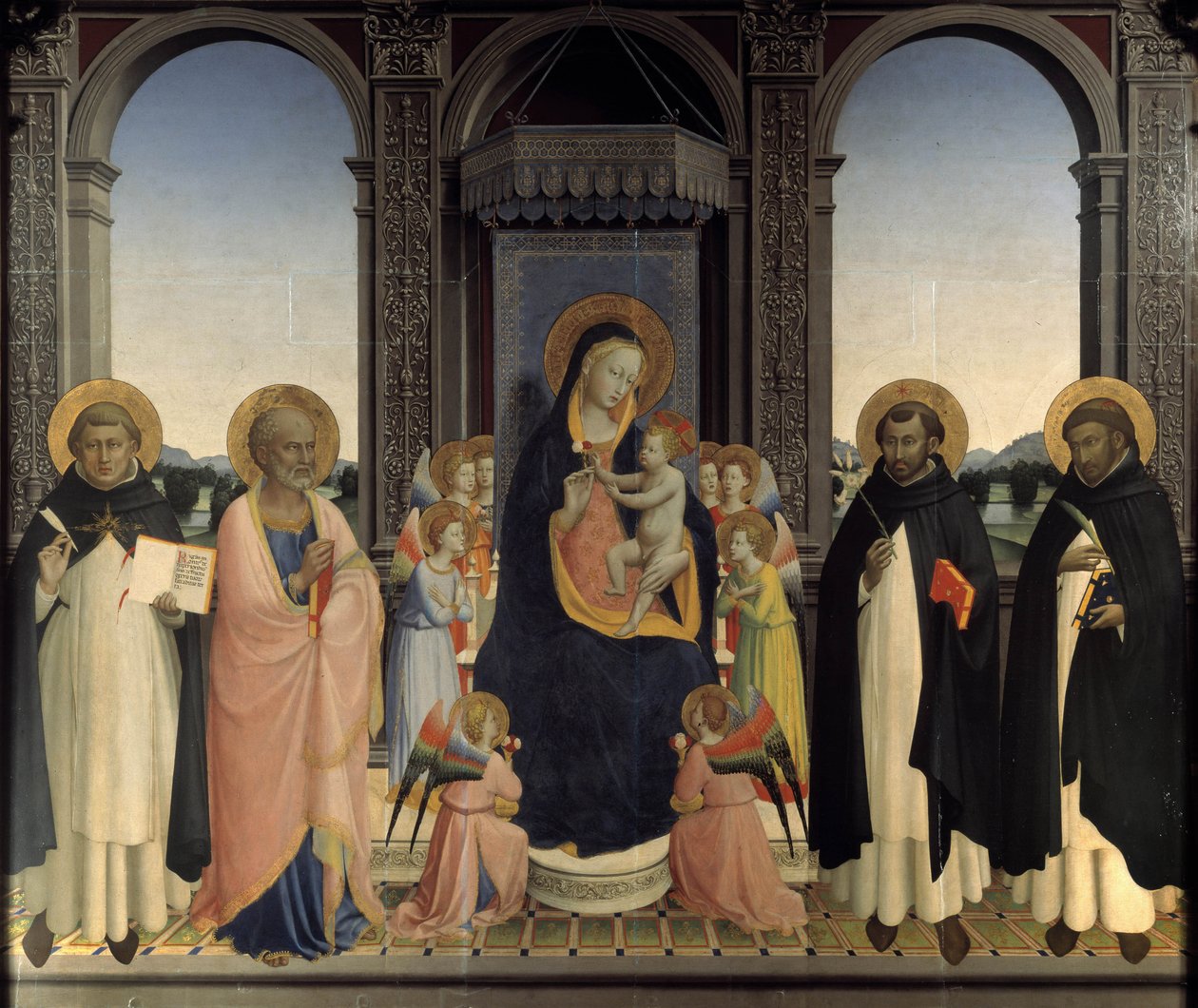 Polyptyque of Saint Dominic - Saint Thomas Daquin and Saint Barnabe، Saint Dominic and Saint Peter Martyr بواسطة فرا أنجيليكو