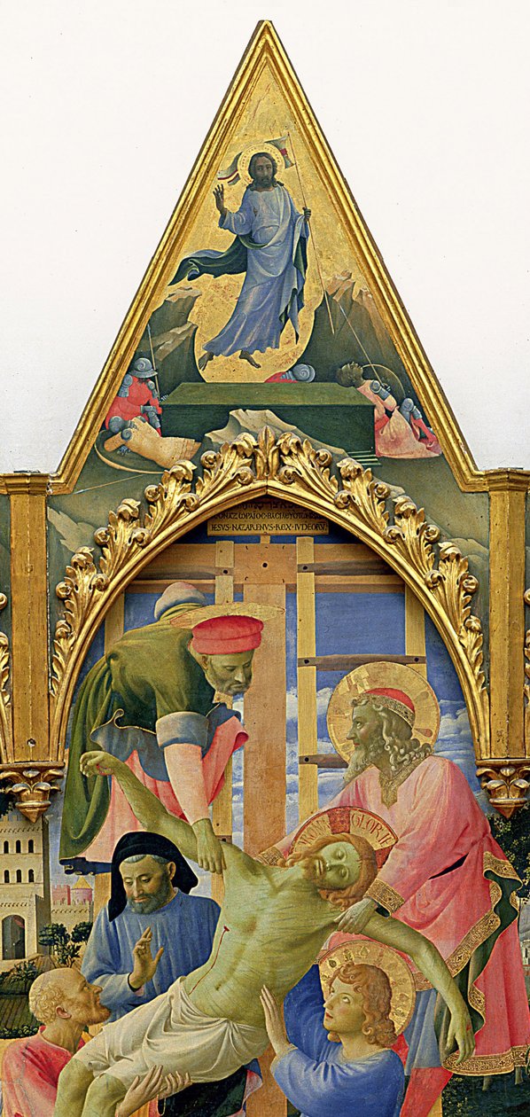سانتا ترينيتا Altarpiece والإطار والقمم من لورينزو موناكو (بييرو دي جيوفاني) (1370-1425) اكتملت حوالي 1434 (تمبرا وذهبية على اللوحة) (تفاصيل 43967) بواسطة فرا أنجيليكو
