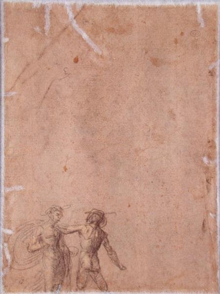 شكلان (عكسي) (طباشير أسود وأصفر مرتفع باللون الأبيض على ورق) (لرؤية المستقيم 152658) بواسطة Fra 1472 1517 بارتولوميو