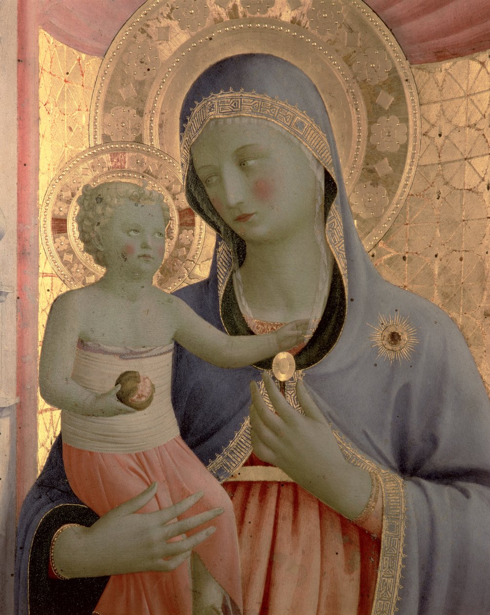 تفاصيل العذراء والطفل من أنالينا Altarpiece ، بعد 1434 تمبرا على اللوحة بواسطة فرا انجيليكو