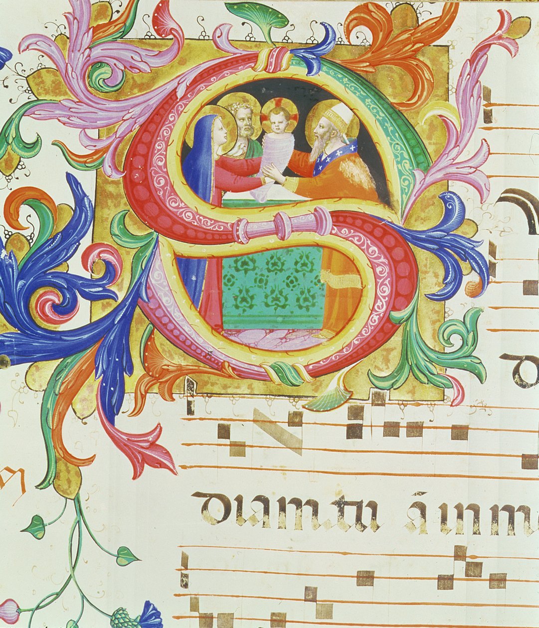 Missal 558 f.73v "S" الأولي التاريخي الذي يصور العرض التقديمي في المعبد (لمزيد من التفاصيل انظر 88931) بواسطة فرا انجيليكو