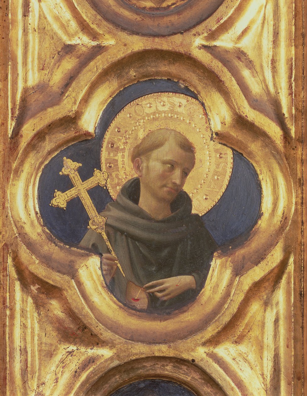 سانتا ترينيتا Altarpiece ، تفاصيل رأس القديس فرنسيس ، c.1434 تمبرا والذهب على اللوحة بواسطة فرا انجيليكو