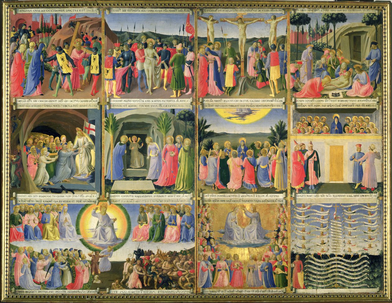 مشاهد من آلام المسيح والحكم الأخير ، في الأصل أدراج من خزانة تخزن الفضة ، c.1450-53 (درجة الحرارة على اللوحة) (انظر أيضًا 98902-6) بواسطة فرا انجيليكو