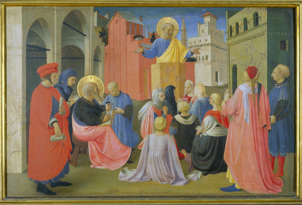 القديس بطرس الوعظ ، بريديلا من Linaiuoli Triptych ، 1433 (درجة الحرارة على اللوحة) بواسطة فرا انجيليكو