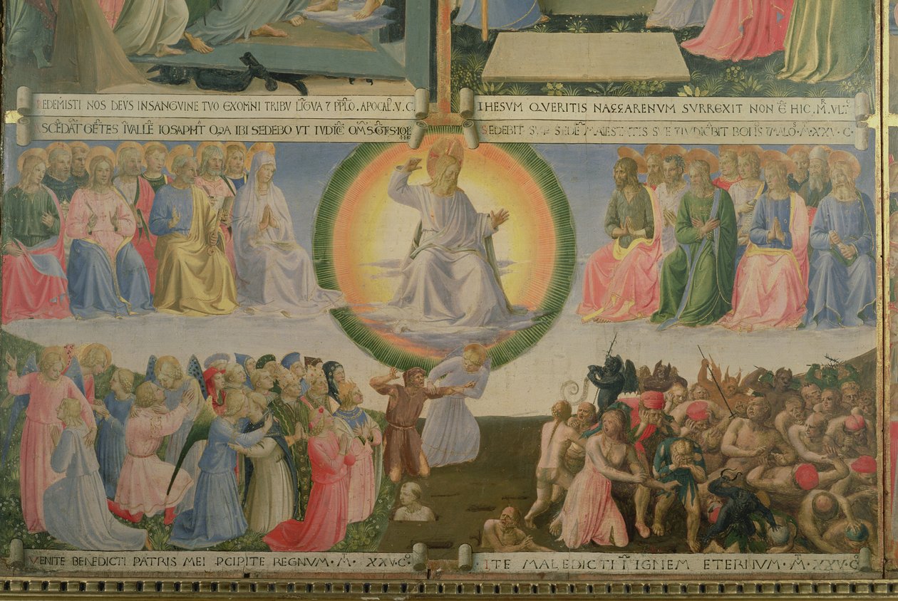 الحكم الأخير ، التفاصيل من اللوحة الرابعة للخزينة الفضية في سانتيسيما أنونزياتا ، c.1450-53 (درجة الحرارة على اللوحة) بواسطة فرا انجيليكو