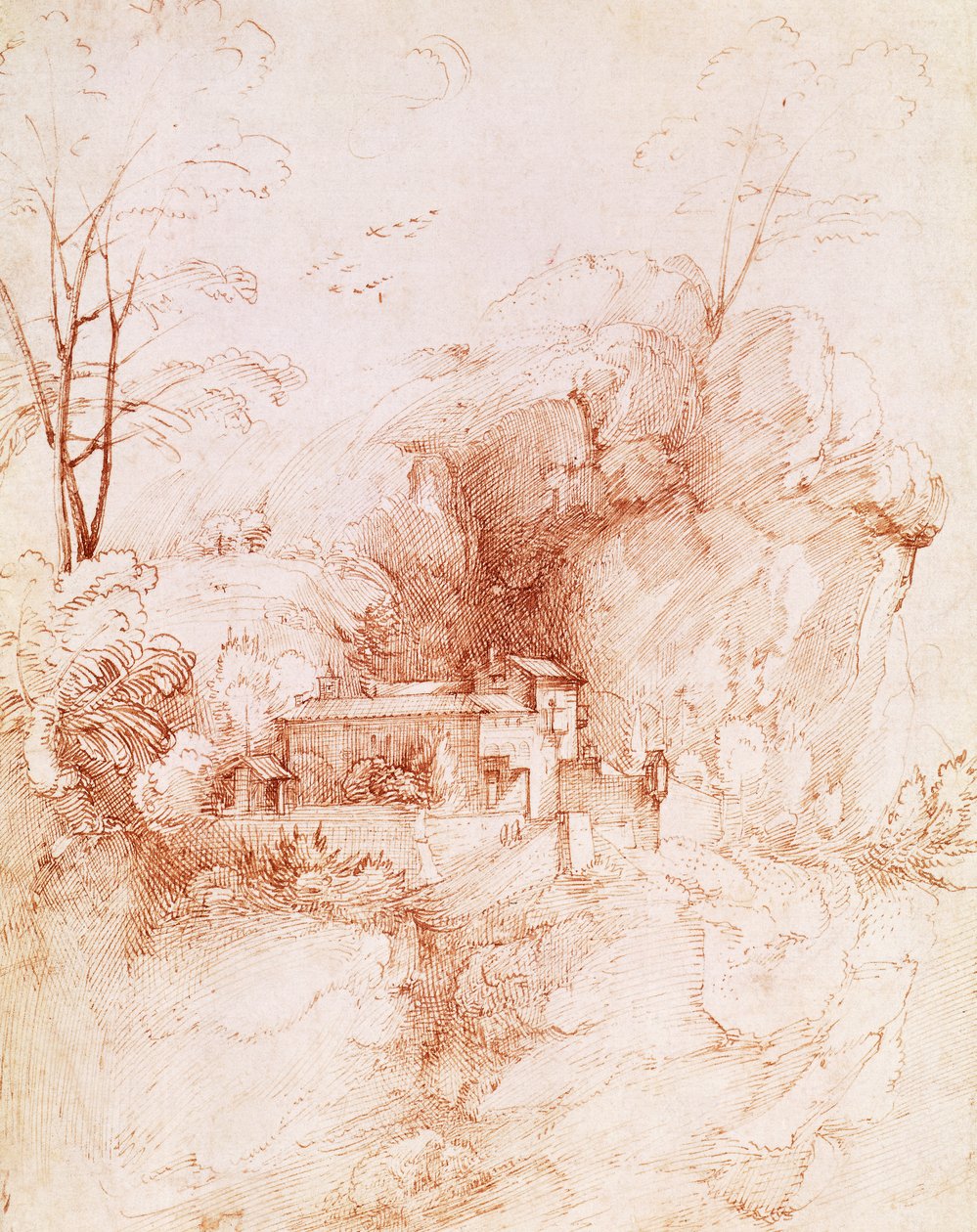 منظر طبيعي صخري به دير ، رسمه فرا بارتولوميو (1472-1517). بواسطة فرا بارتولوميو