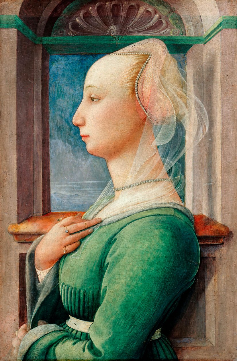 "" صورة شخصية لامرأة شابة "لوحة على الخشب بقلم فيليبو ليبي (1406-1469) ، حوالي 1445 - زيت على خشب ، 49،5x32،7 - Staatliche Museen ، برلين بواسطة فرا فيليبو ليبي