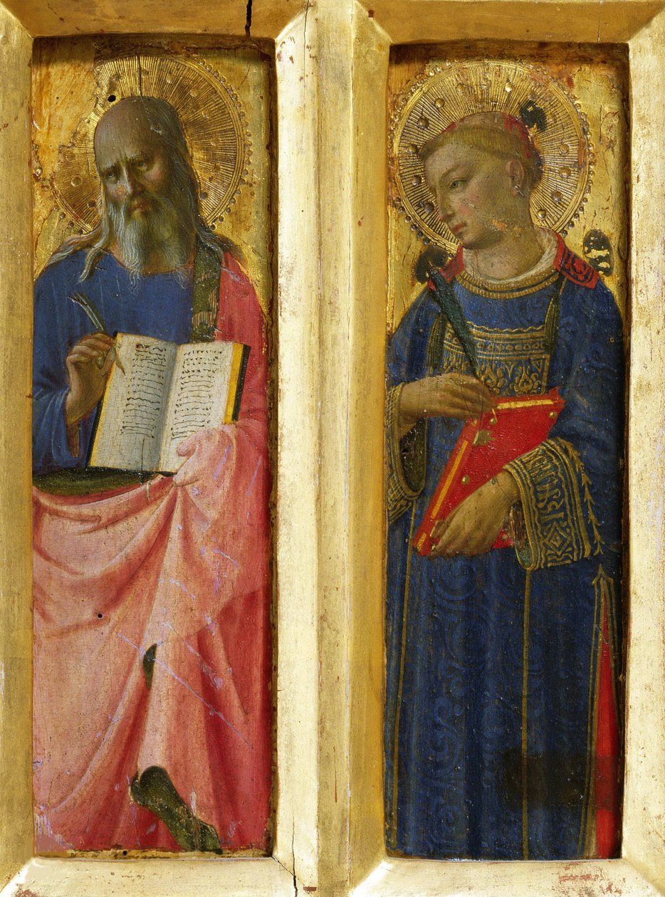 القديس يوحنا الإنجيلي والقديس ستيفن من Perugia Altarpiece ، حوالي 1437. بواسطة Fra Giovanni Angelico da Fiesole
