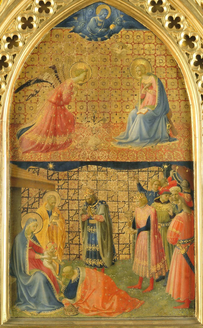 البشارة وعبادة المجوس ، ج. 1433-1434. بواسطة Fra Giovanni Angelico da Fiesole