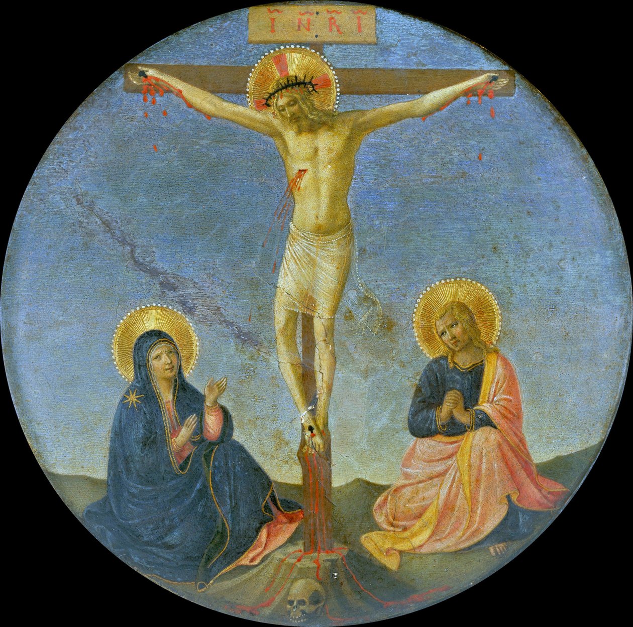 الصلب مع ماري والقديس يوحنا الإنجيلي توندو ، ج. 1440. بواسطة Fra Giovanni Angelico da Fiesole
