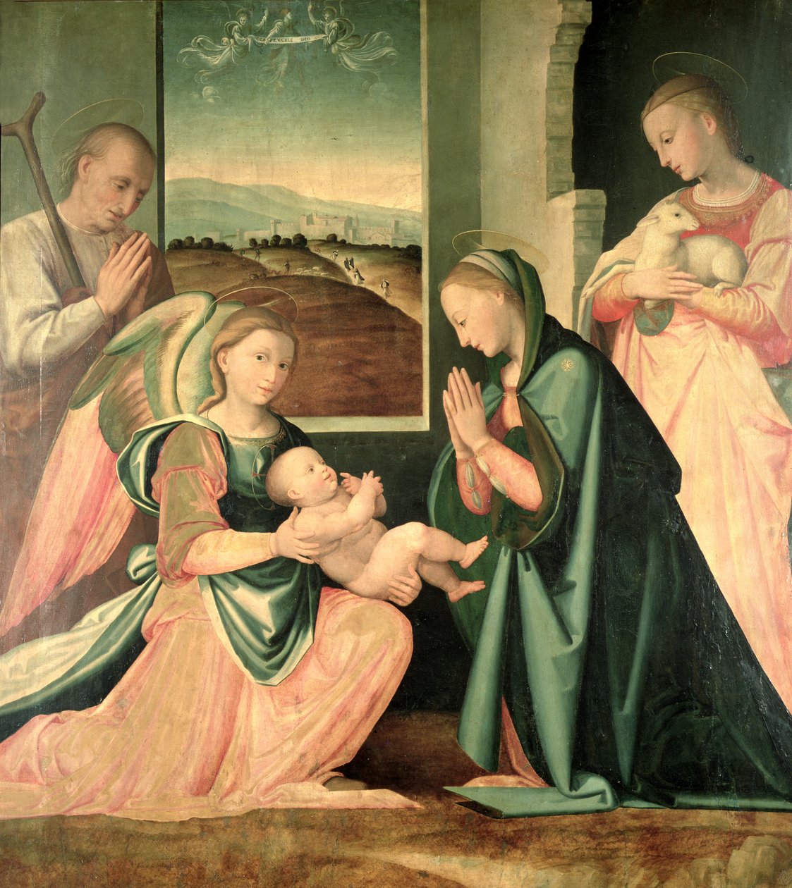 العائلة المقدسة مع سانت أغنيس بواسطة Fra da Pistoia Paolino