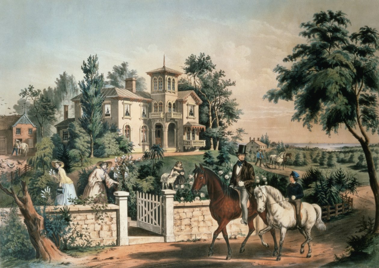 حياة الريف الأمريكي ، محفورة بواسطة حانة ناثانيل كورير (1813-1888). بقلم كورير وآيفز ، نيويورك ، 1855 بواسطة فرانسيس فلورا بوند بالمر