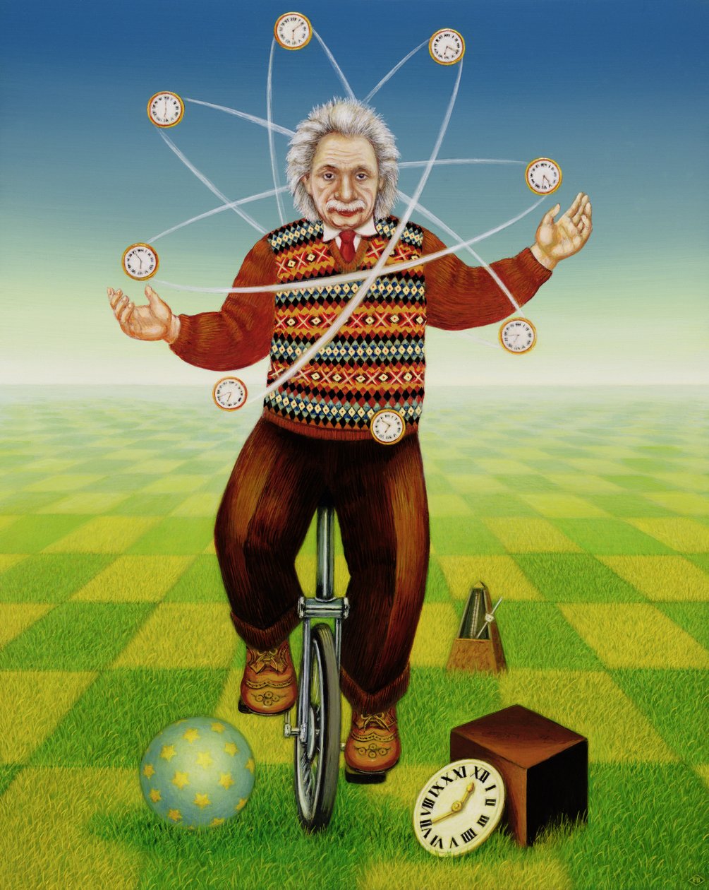Einstein Juggling with Time، 2000 (زيت و درجة حرارة على اللوحة) بواسطة فرانسيس برومفيلد