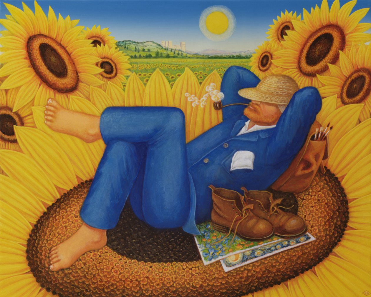 Van Goghs Sunflowers ، 1998 (زيت و درجة حرارة على اللوحة) بواسطة فرانسيس برومفيلد