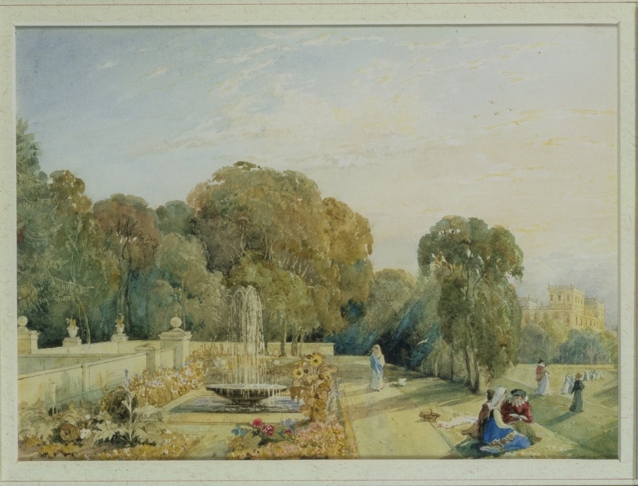 منظر للحدائق في تشاتسوورث ، ديربيشاير ، c.1820 (زوج 85760) بواسطة فرانسيس إليزابيث سوينبرن