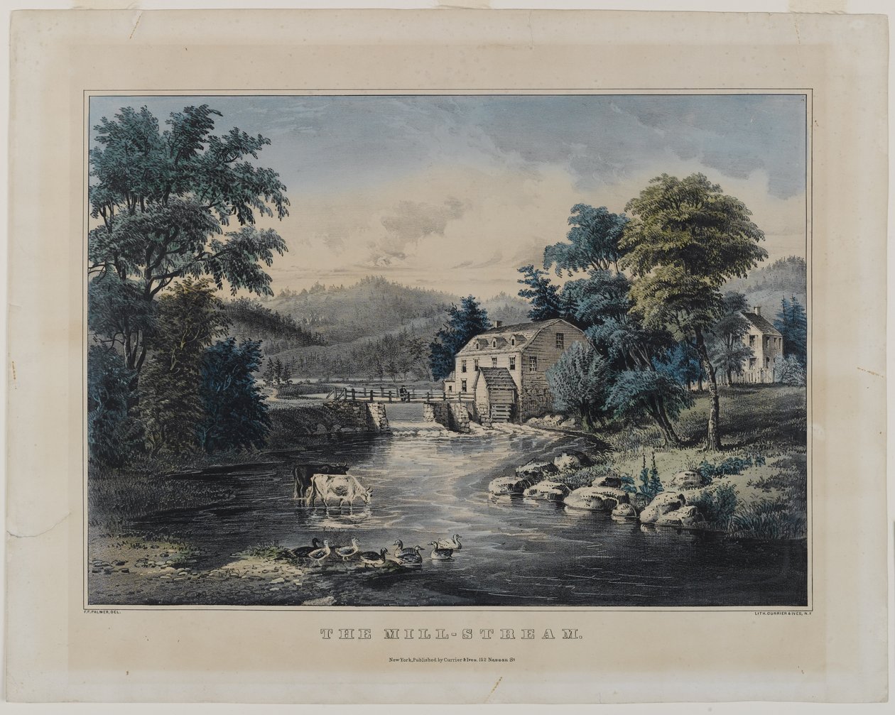 The Mill-Stream ، التي نشرتها Currier & Ives ، New York (litho الملونة) بواسطة فرانسيس فلورا بوند بالمر