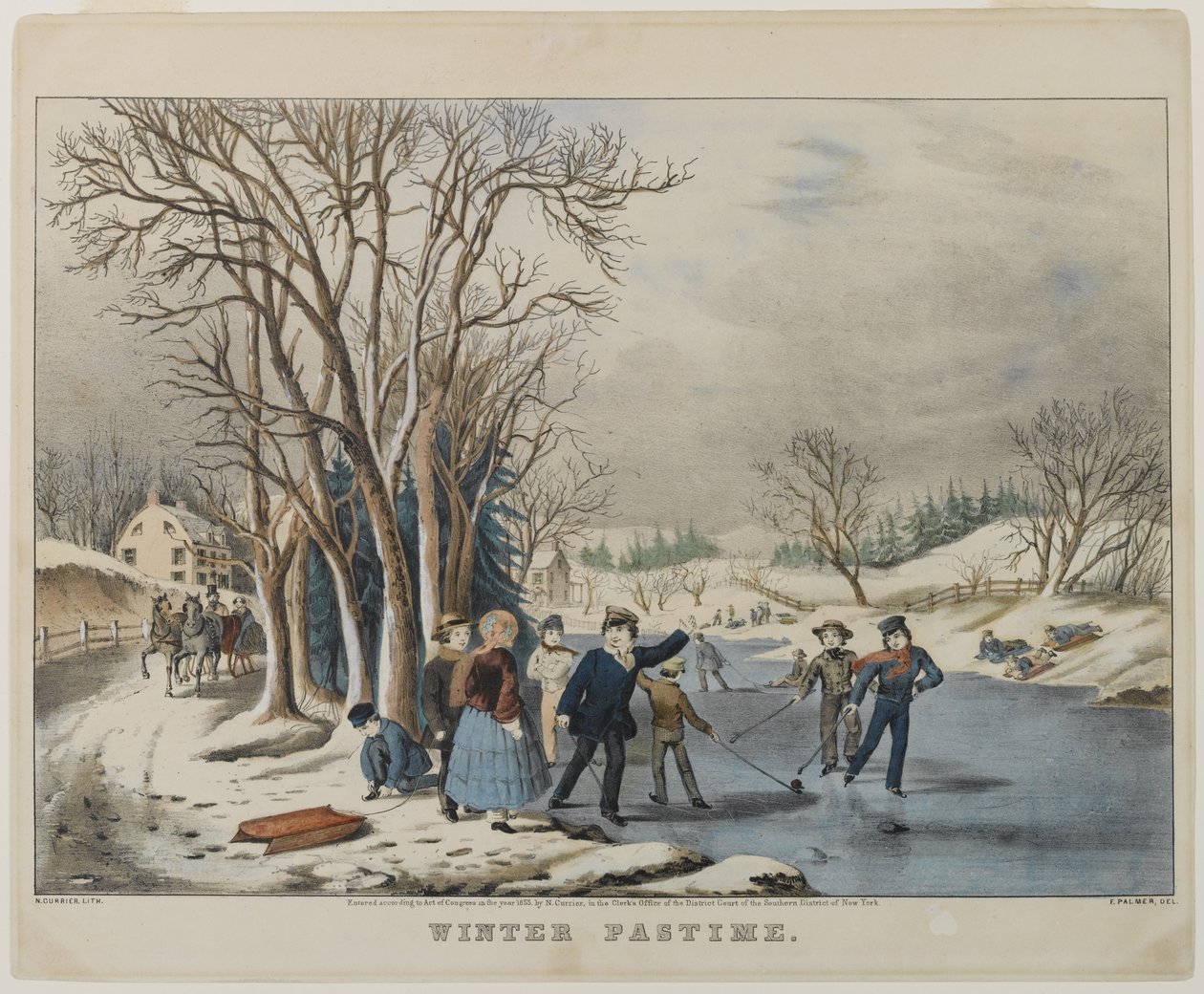 هواية الشتاء ، محفورة بواسطة Nathanial Currier (1813-1888) ، 1855 (ليثو ملون يدويًا) بواسطة فرانسيس فلورا بوند بالمر