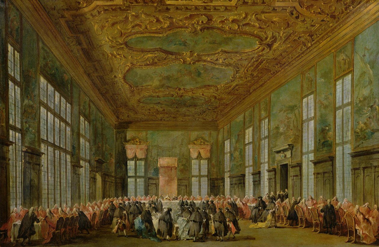 دوجي ألفيس موسينيجو 4 (1701-78) تقديم مأدبة للسفراء ، 1776-78 بواسطة فرانشيسكو غواردي