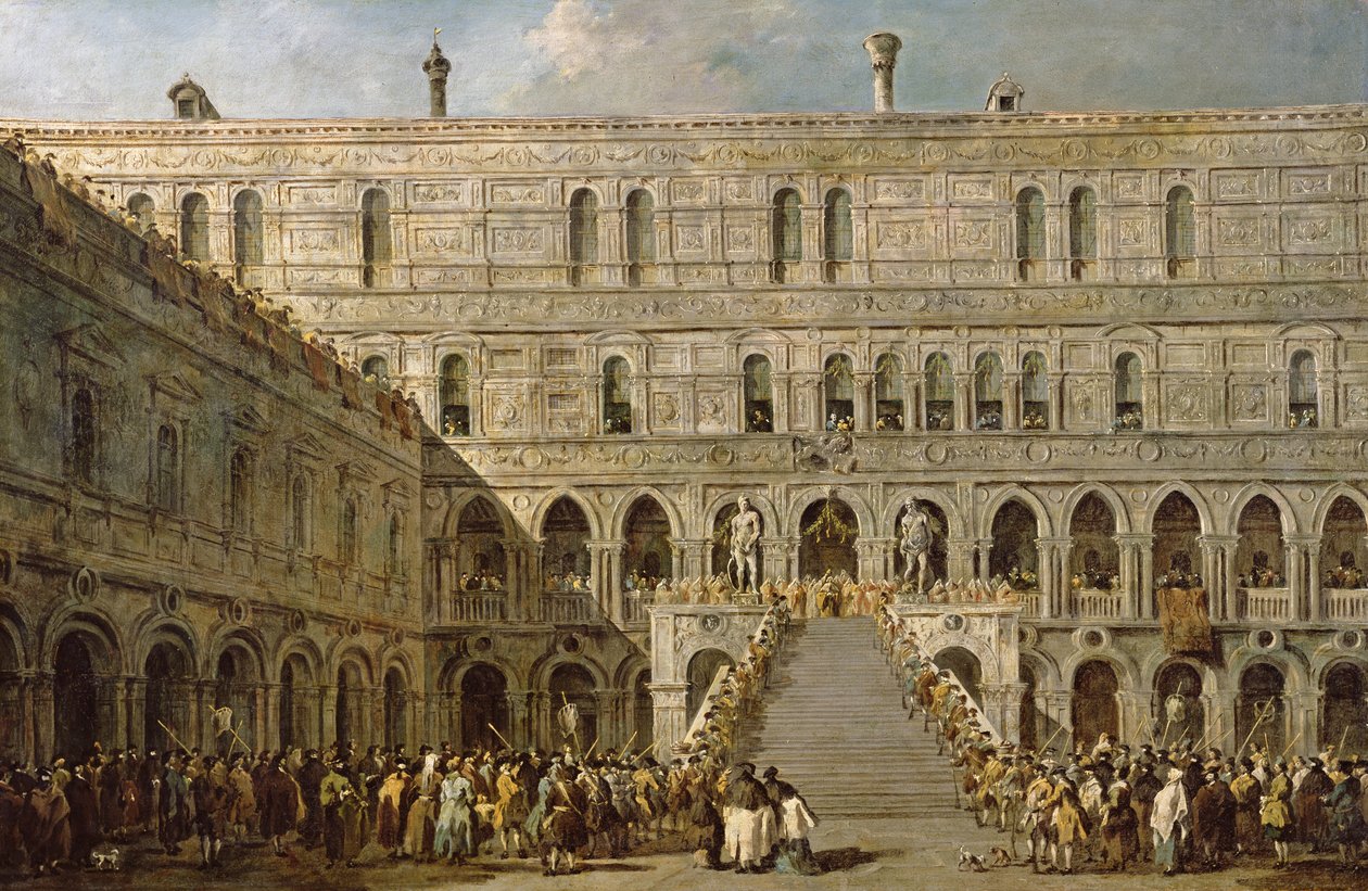 تتويج دوج البندقية على Scala dei Giganti في Palazzo Ducale بواسطة فرانشيسكو غواردي