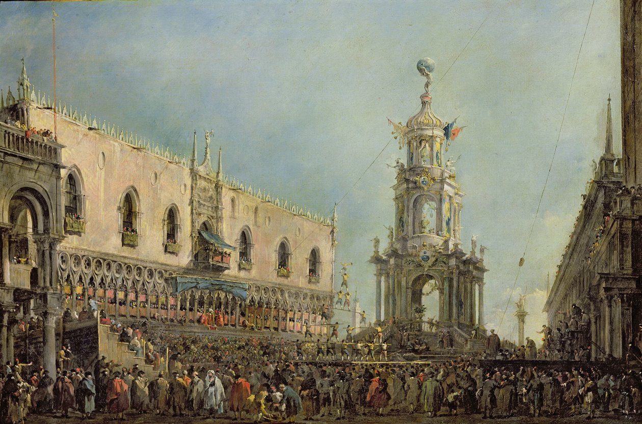 دوجي يراقب مهرجان الخميس غراسو في Piazzetta di San Marco ، 1766-1770 بواسطة فرانشيسكو غواردي