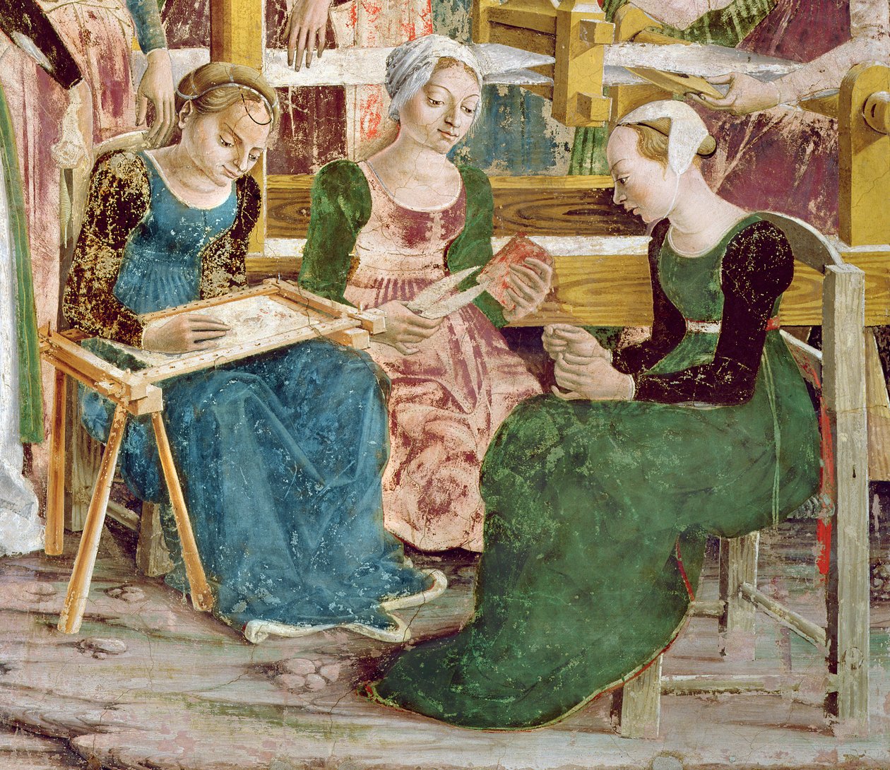 الإبرة ، التفاصيل من "انتصار مينيرفا: مارس" ، غرفة الأشهر ، c.1467-70 (تفاصيل 266282) بواسطة فرانشيسكو ديل كوسا