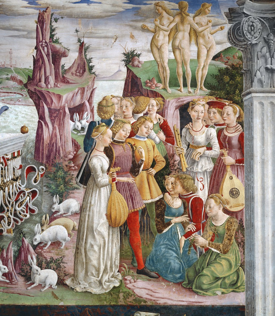 انتصار فينوس: أبريل من غرفة الأشهر ، تفاصيل مجموعة من الموسيقيين ، c.1467-70 بواسطة فرانشيسكو ديل كوسا