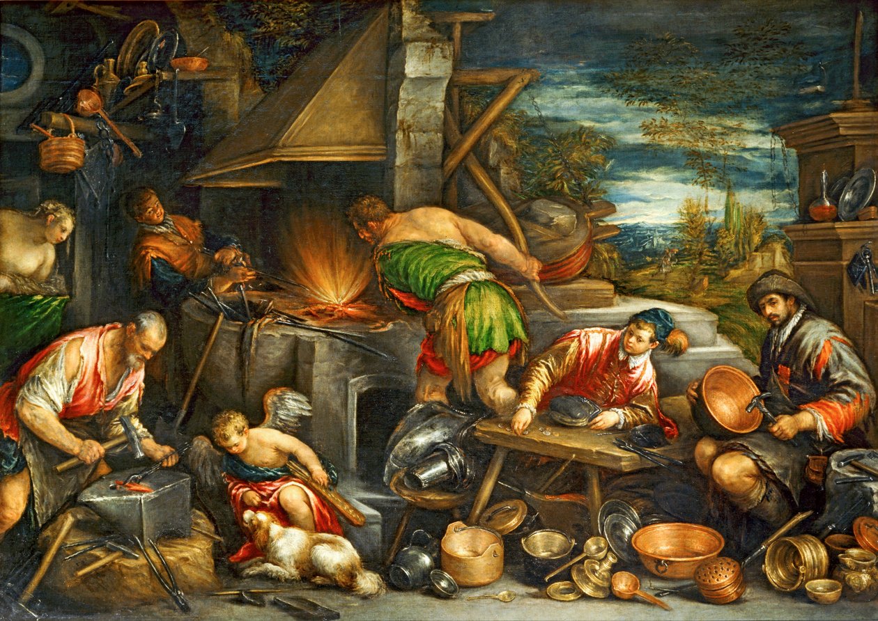 لا فورجيه دي فولكان - فورجيه فولكان ... بواسطة فرانشيسكو (1549-92) باسانو