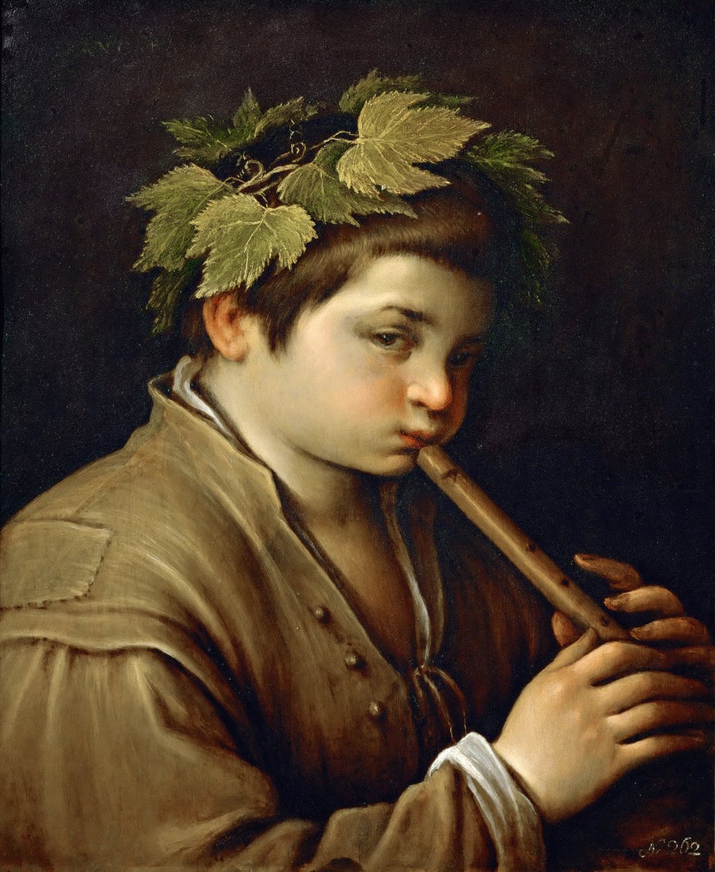 Garcon jouant de la flute - فتى يعزف على الفلوت - فرانشيسكو باسانو ، الأصغر (1549-1592). زيت على النحاس حوالي 1580-1585. الأبعاد: 54.6 × 44 سم. متحف تاريخ الفن ، فيين بواسطة فرانشيسكو باسانو