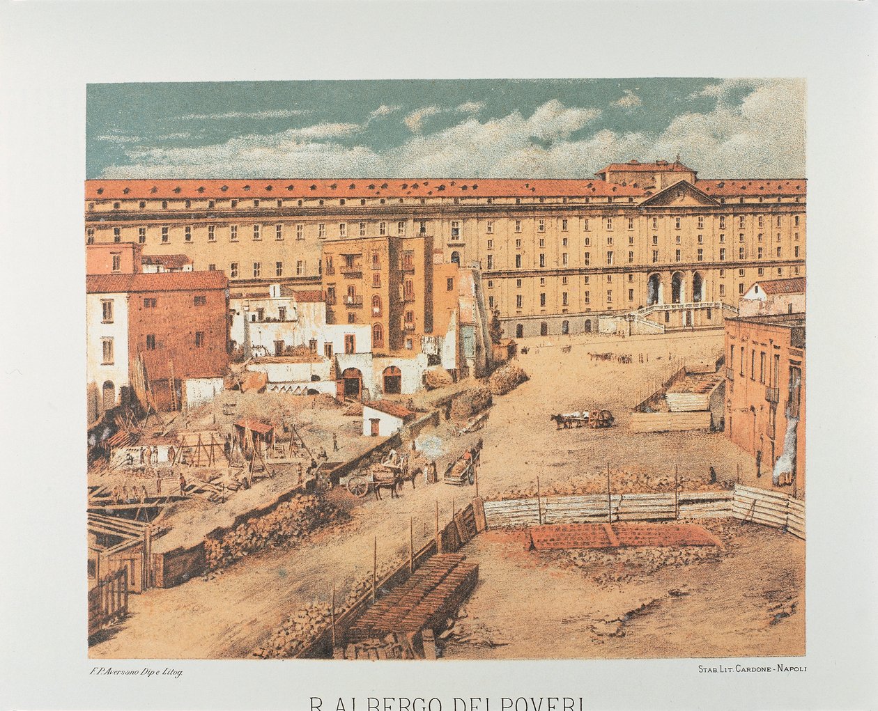 إيطاليا ، نابولي ، Albergo dei Poveri (Hospice for the Poor) 1889 (الطباعة الحجرية) بواسطة فرانشيسكو أفرسانو