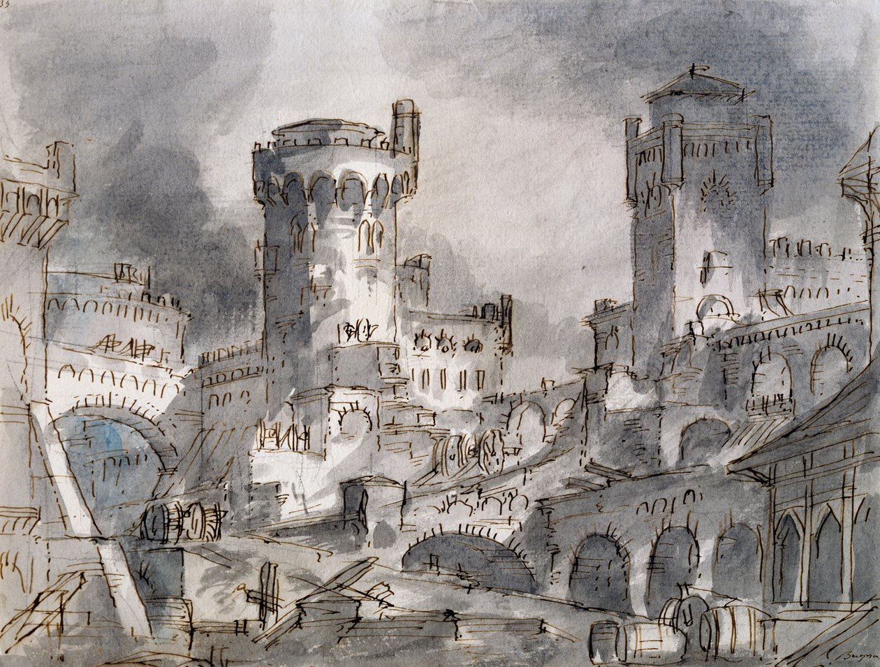 Set design by Francesco Bagnara for first scene of L