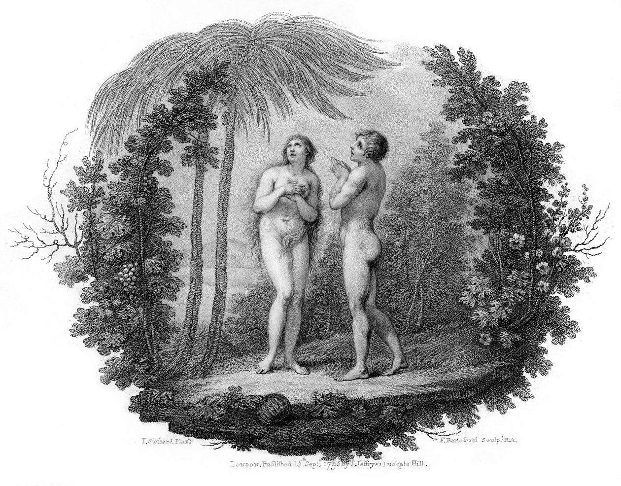 آدم وحواء ، 1796. بواسطة فرانشيسكو بارتولوزي