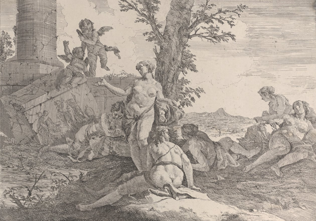 ست حوريات واثنين من البوتي ، من Bacchanals and History ، 1744. بواسطة فرانشيسكو فونتيباسو