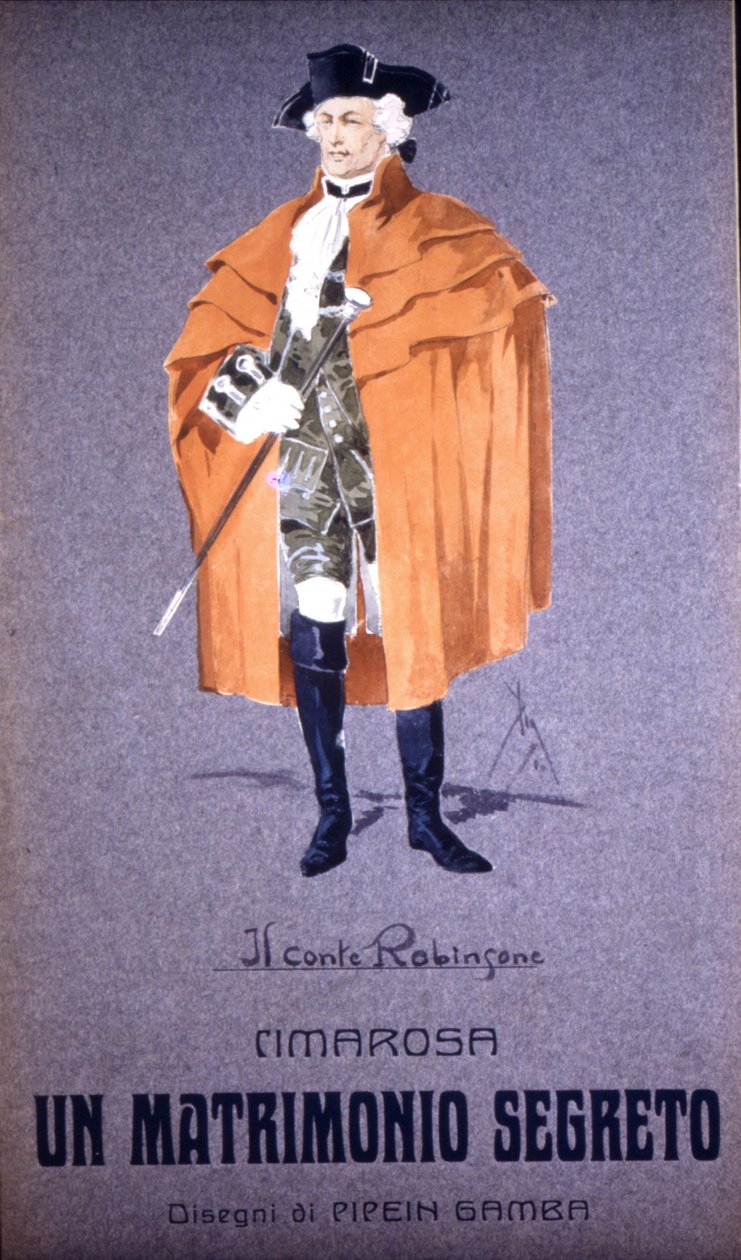 شخصية "الكونت روبنسون" في "الزواج السري" لدومينيكو سيماروزا (1749 - 1801). زي إف جامبا - سكالا ميلان بواسطة فرانشيسكو جامبا