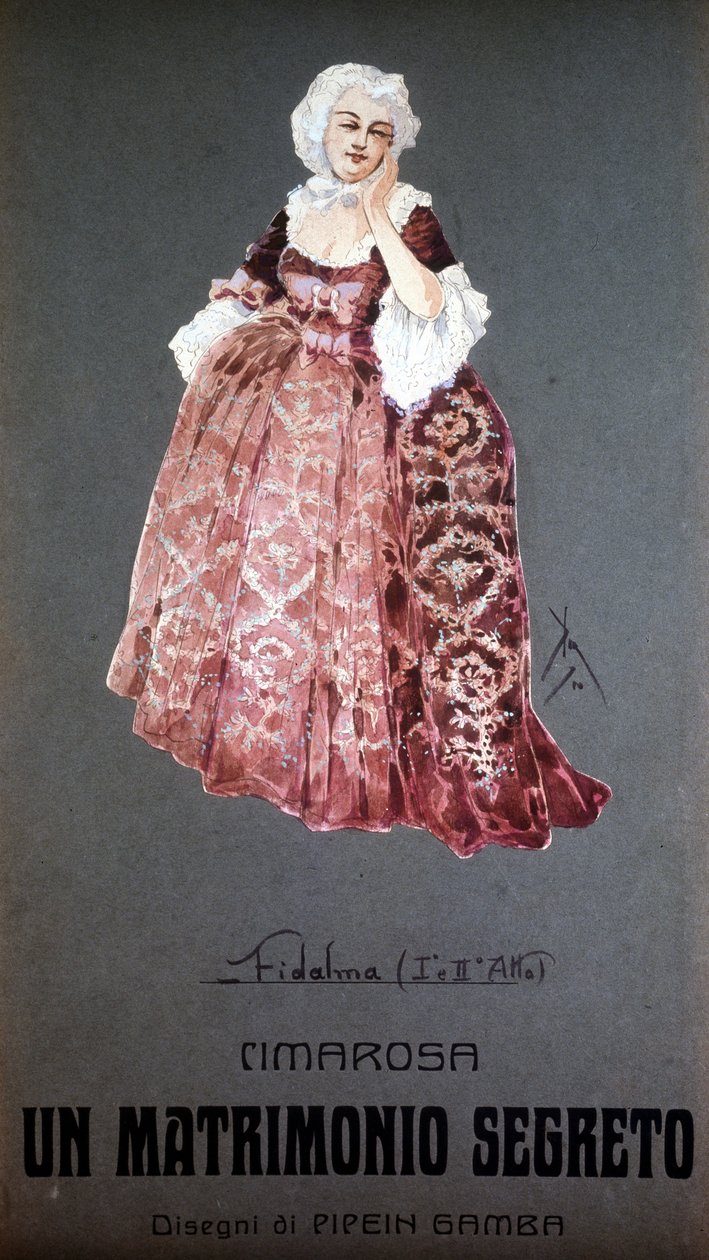 شخصية "فيدالما" في "الزواج السري" لدومينيكو سيماروزا (1749 - 1801). زي إف جامبا - سكالا ميلان بواسطة فرانشيسكو جامبا