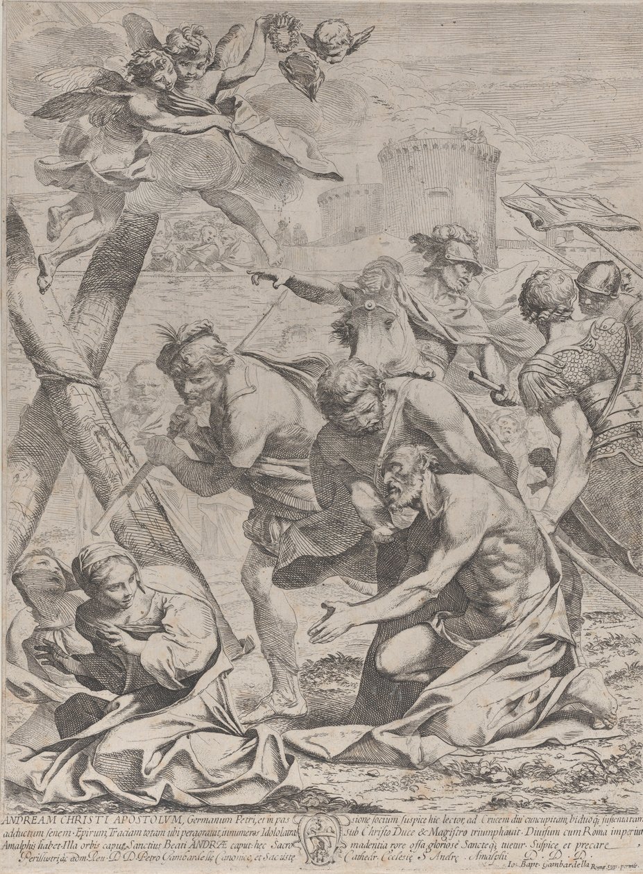القديس أندراوس يصلي قبل الصليب ، 1640-70. بواسطة فرانشيسكو جيوفاني