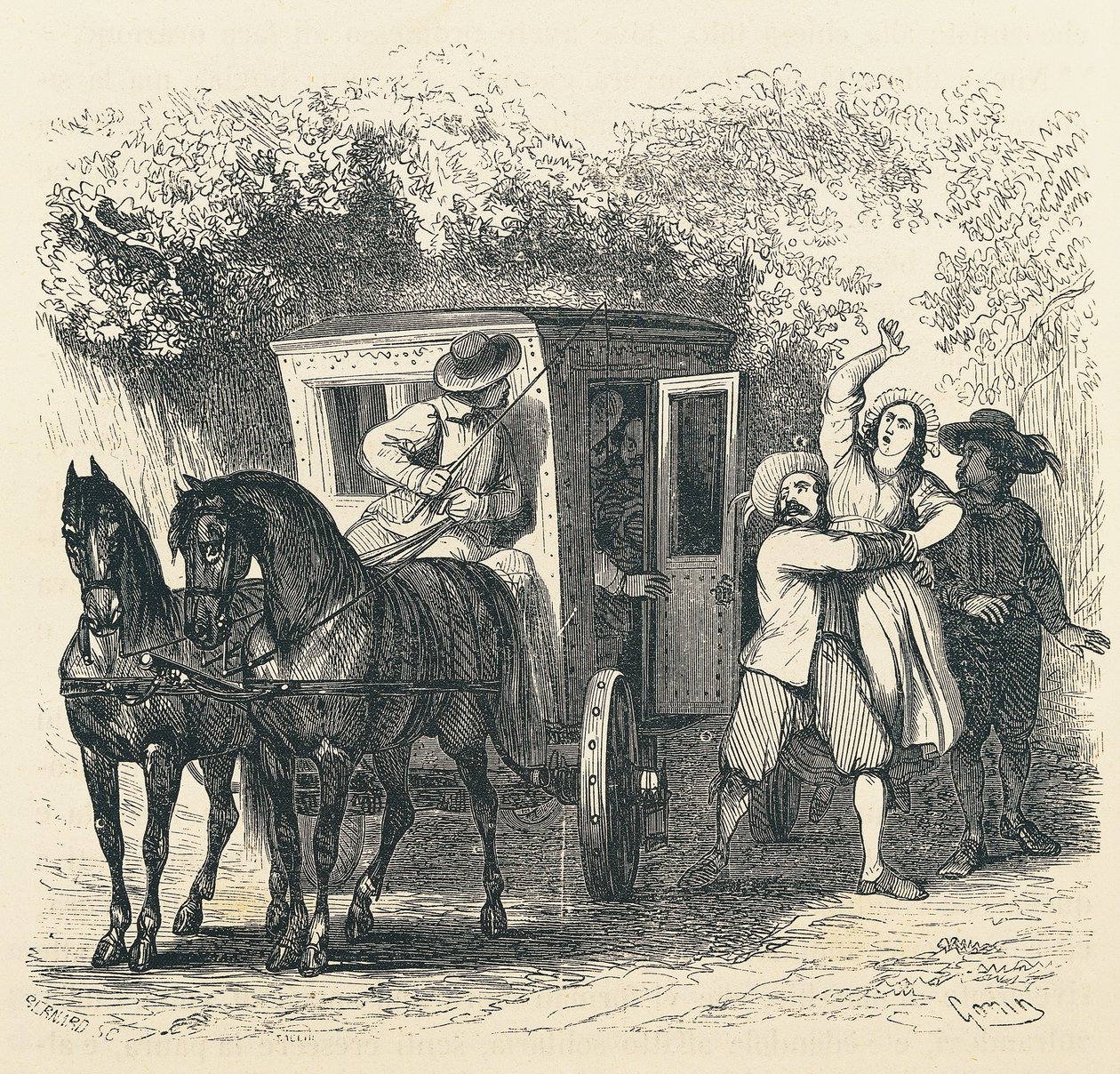 اختطاف لوسي ، حلقة من Betrothed ، بواسطة أليساندرو مانزوني (1785-1873) ، رسم توضيحي لفرانشيسكو غونين (1808-1889) لطبعة 1840 بواسطة فرانشيسكو جونين