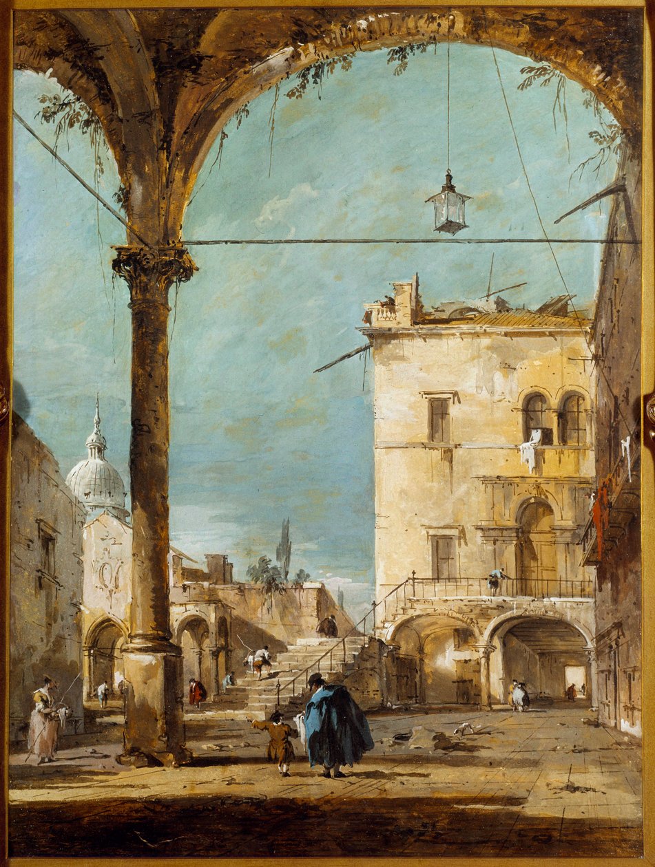 رواق في البندقية لوحة لفرانشيسكو غواردي (1712-1793) القرن الثامن عشر ، باريس ، متحف جاكيمارت أندريه بواسطة فرانشيسكو غواردي