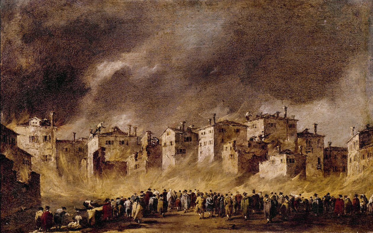 حريق في مستودع النفط في سان ماركولا ، 1790 بواسطة فرانشيسكو غواردي