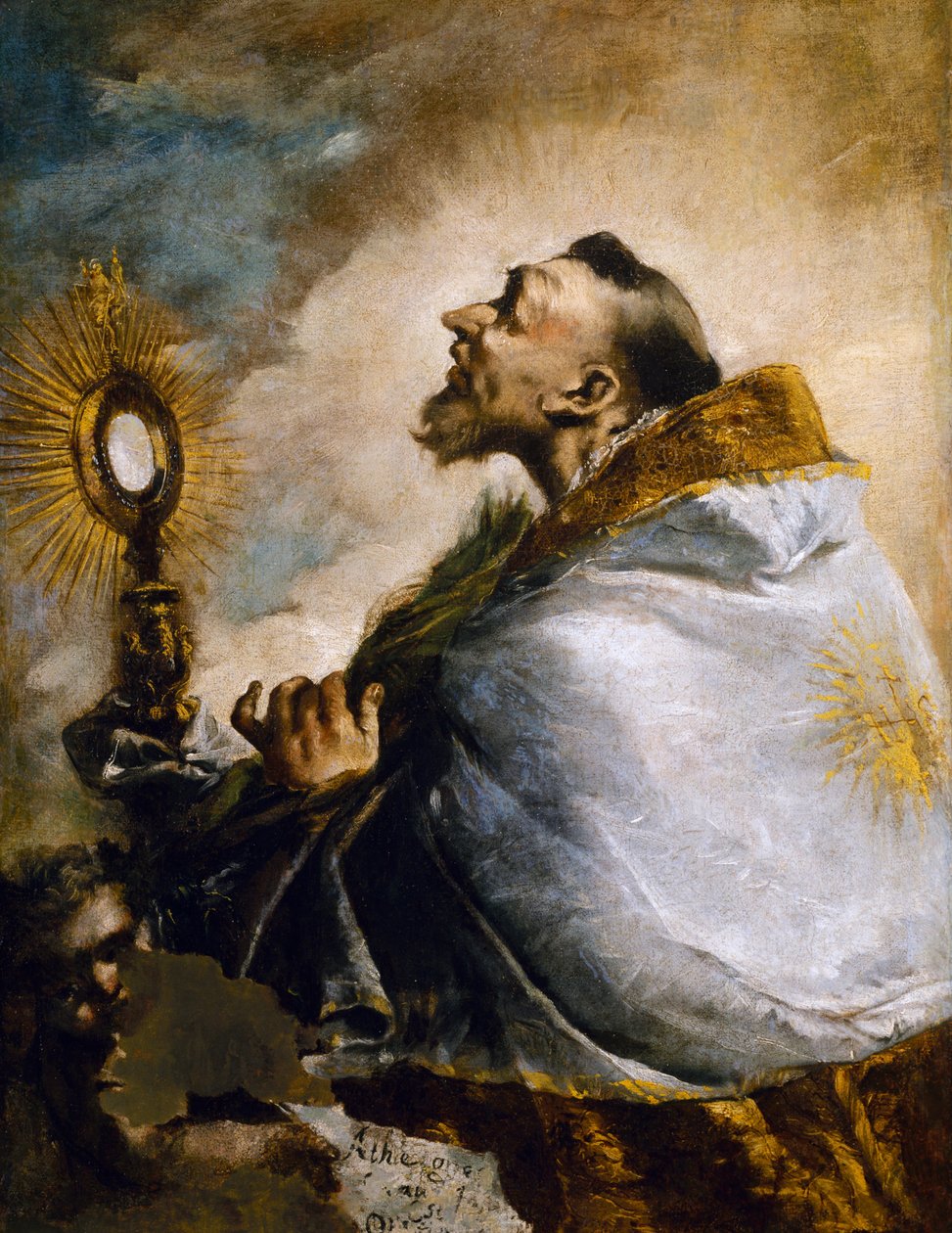 Saint in adoration of Holy Eucharist or Saint Norbert in ecstasy بواسطة فرانشيسكو غواردي