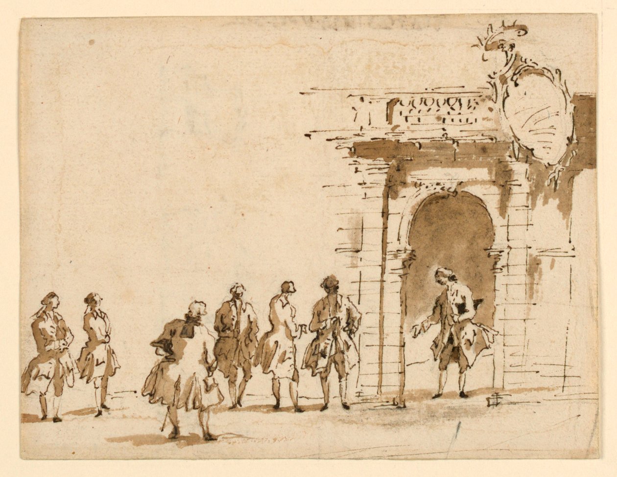 رسم تخطيطي لحفل استقبال في Palazzo Surian بواسطة فرانشيسكو غواردي