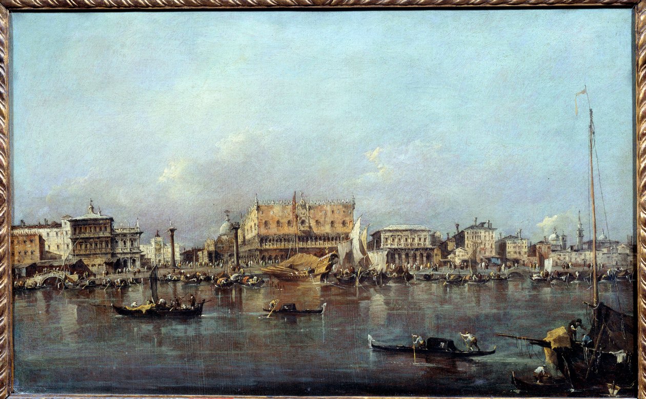 قصر دوجي يُرى من البحر لوحة لفرانشيسكو غواردي (1712-1793) شمس القرن الثامن عشر. 0،42 × 0.68 م. بواسطة فرانشيسكو غواردي